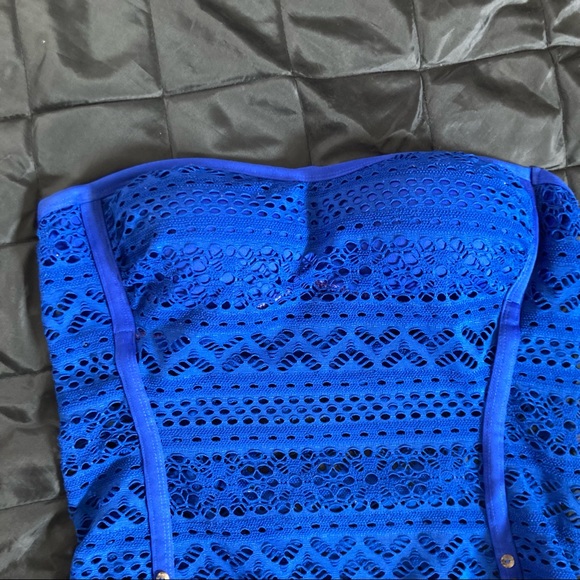 Navy blue crochet one piece bathing suit - Picture 7 of 14